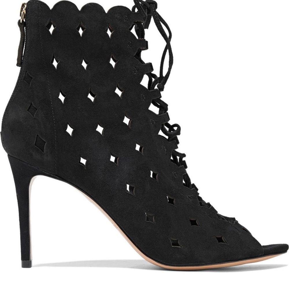 Rachel Zoe lace- up laser- cut suede ankle Boots